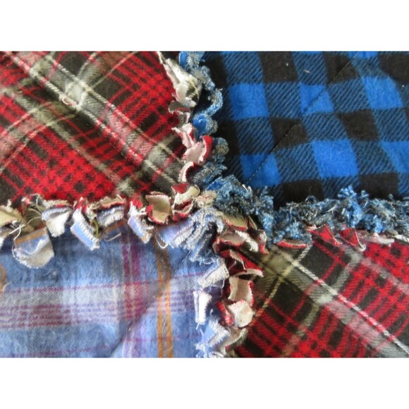 Flannel Rag Quilt With Batting, 50x64, Plaid Rag Quilt - Picture 7 of 12